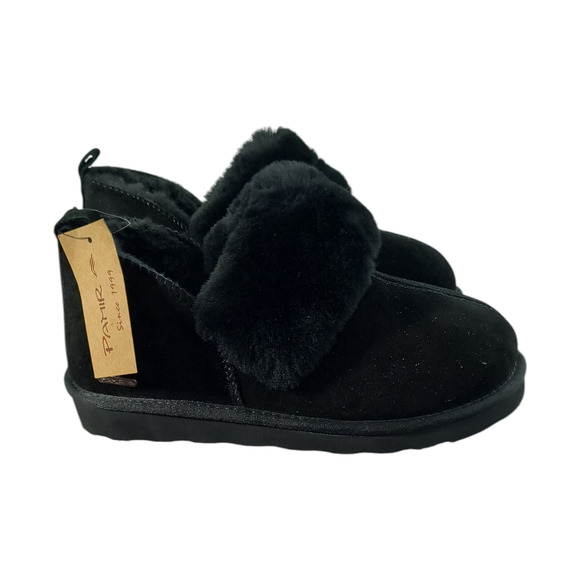 PAMIR Suede Shearling Ankle Booties Women's Size 9 Black Indoor Outdoor Boots - Picture 11 of 13